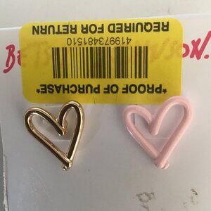 Betsey Johnson  New Mismatch Pink and Gold Heart Earrings